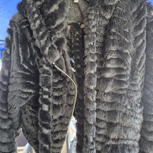 Luxurious Black Faux Fur Jacket